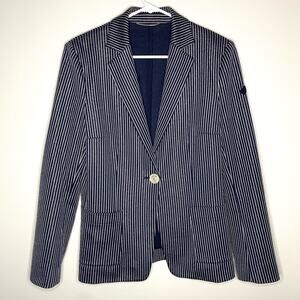 Les Copains Navy Stripe One Button Blazer Size 46 (M)